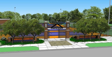 Computer rendered design for the Lake St. Tennis courts