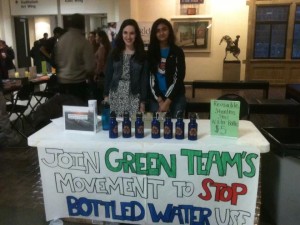 Natalie Jacobson, senior and Fidak Khan, junior sell reusable water bottles