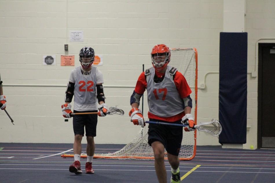 Seniors Charlie Cunningham(right) and Sam ODonnell at a preseason practice.