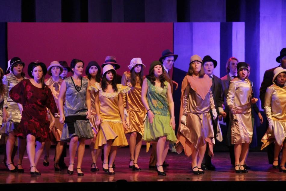 Members of the Millie ensemble Practice the opening number.