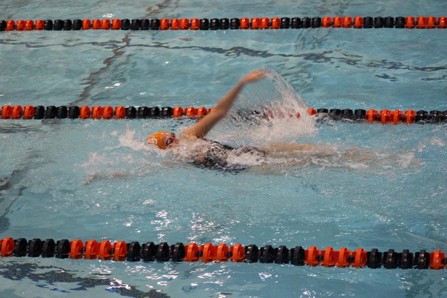 Girls swimming ends season at home