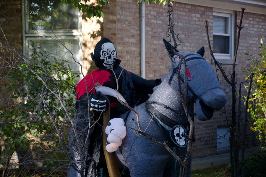The Grim Reaper glares from the back of his horse. Don’t look him in the eye!