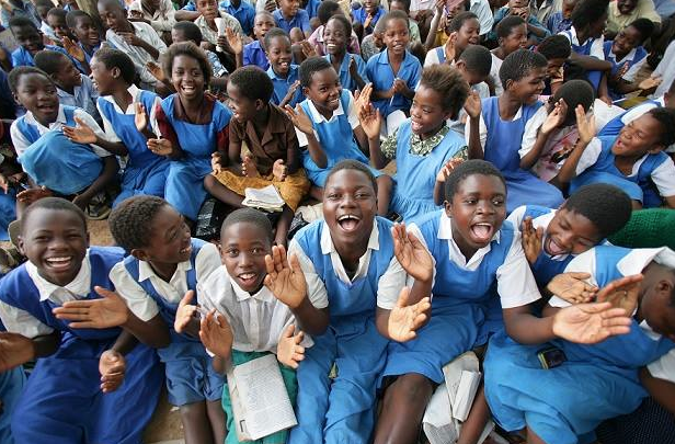 Students in Malawi attend a school assembly