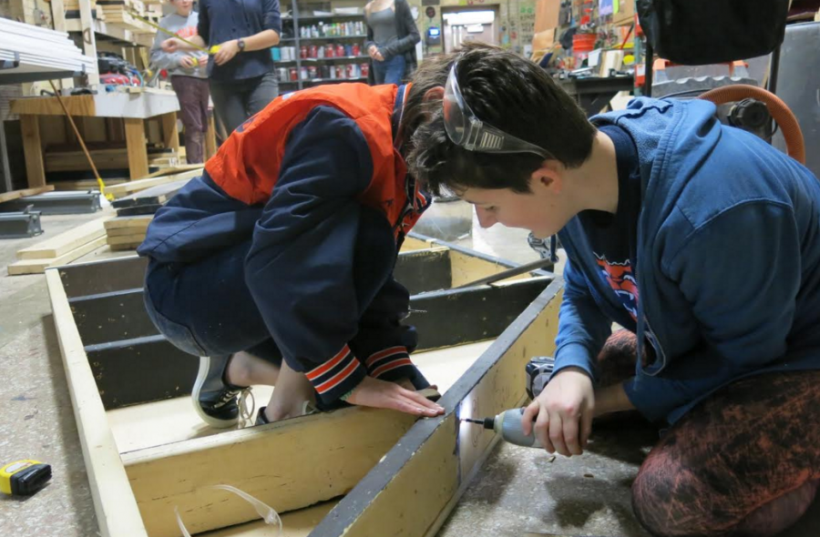 Stage Crew builds sets for the upcoming production.