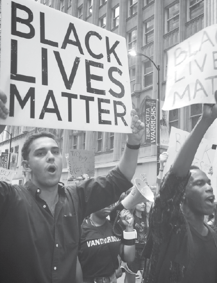 Block marches in a Black Lives Matter protest.