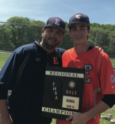 Assistant coach Joe Kundsen is making his contribution to the baseball team.