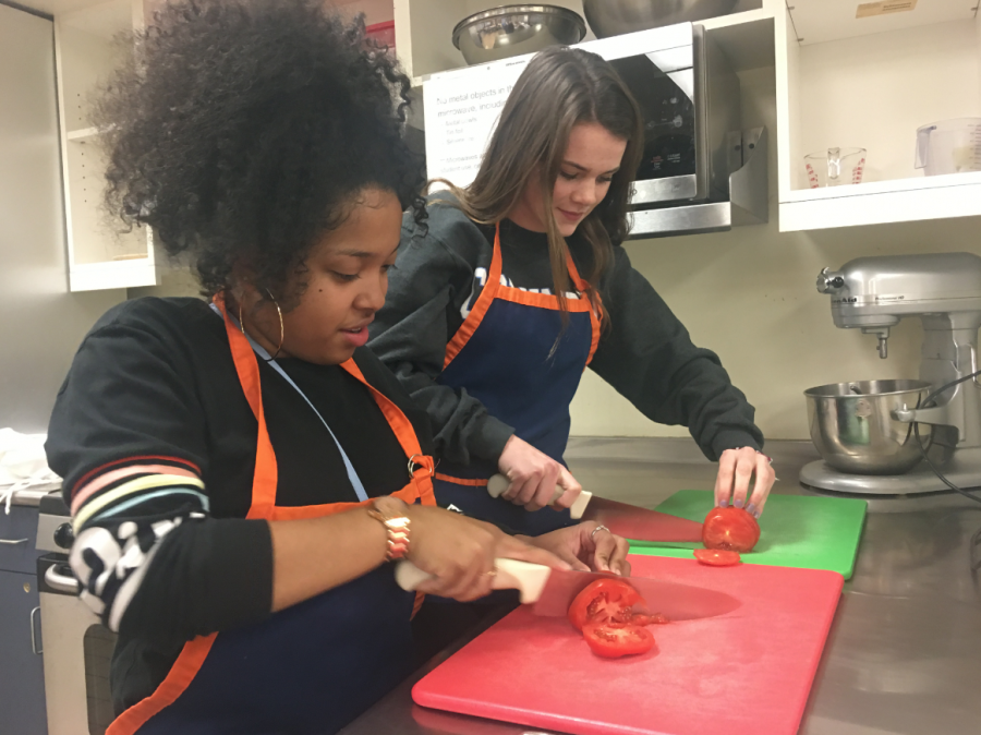 Students in the Culinary 3 class prepare soup for the event.