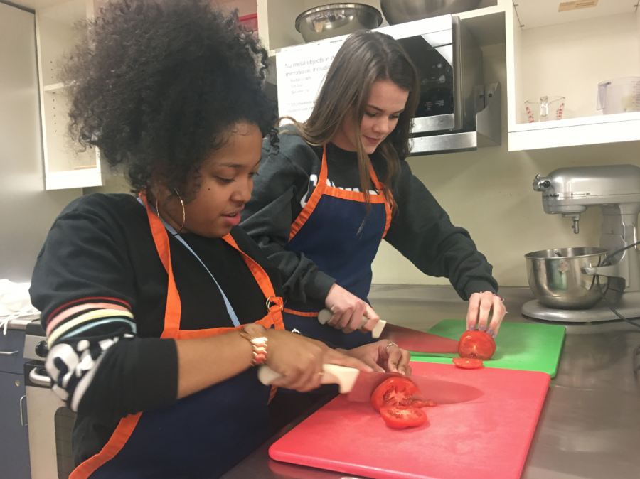 Students+in+the+Culinary+3+class+prepare+soup+for+the+event.