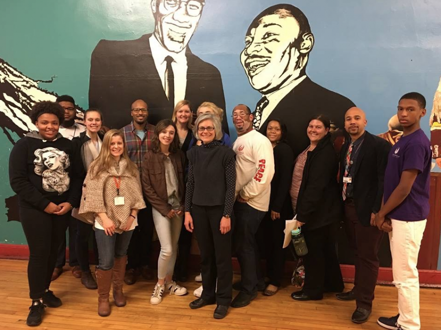 ETHS staff and students visit North Lawndale College Prep, which practices the Kingian Nonviolence philosophy. Photo courtesy of Addie Wyatt Center.