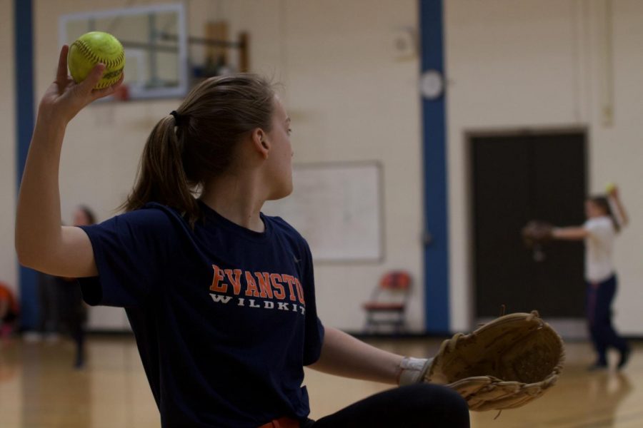 Chloe Haack plays catch at  practice