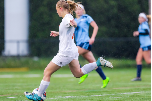 Freshman Ruby Rogers plays in varsity game against Prospect, May 2018. 