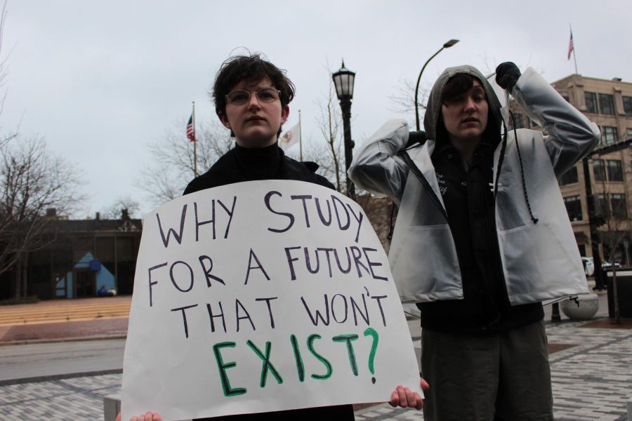 Senior  Claire Dornbierer  at the walkout last Friday.