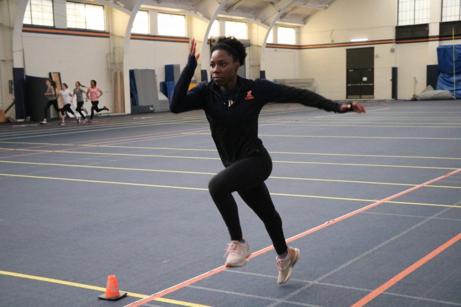 Senior Sasha Gordon sprints during practice.