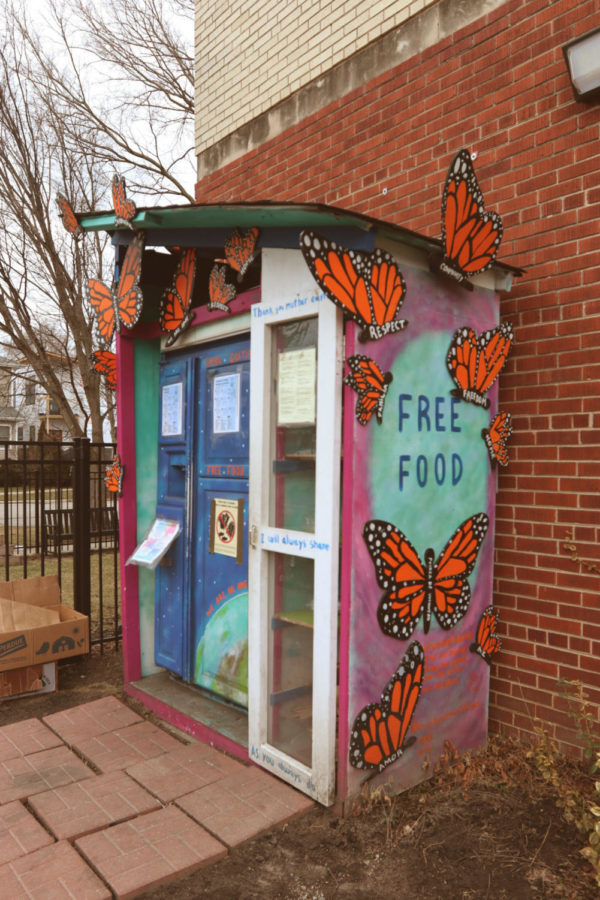 One of four public fridges set up by Evanston Community Fridges in conjunction with Evanston Fight for Black Lives to combat food insecurity.