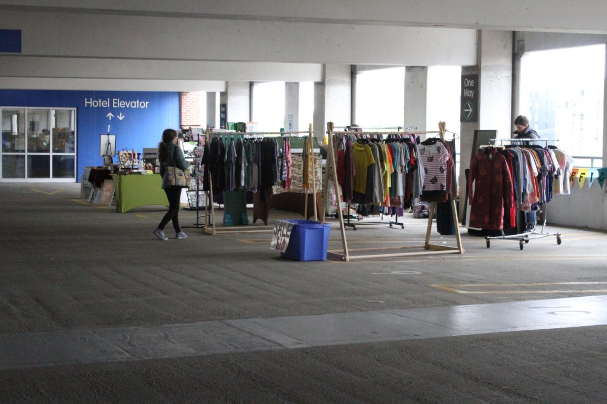 People walking through the Maker's Market.