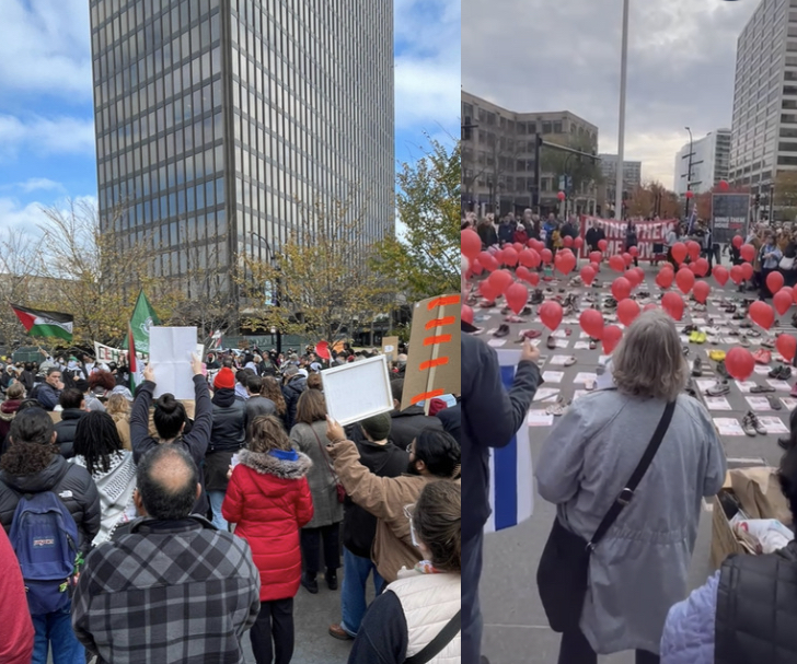 Evanston community gathers for two protests regarding Israel-Palestine conflict