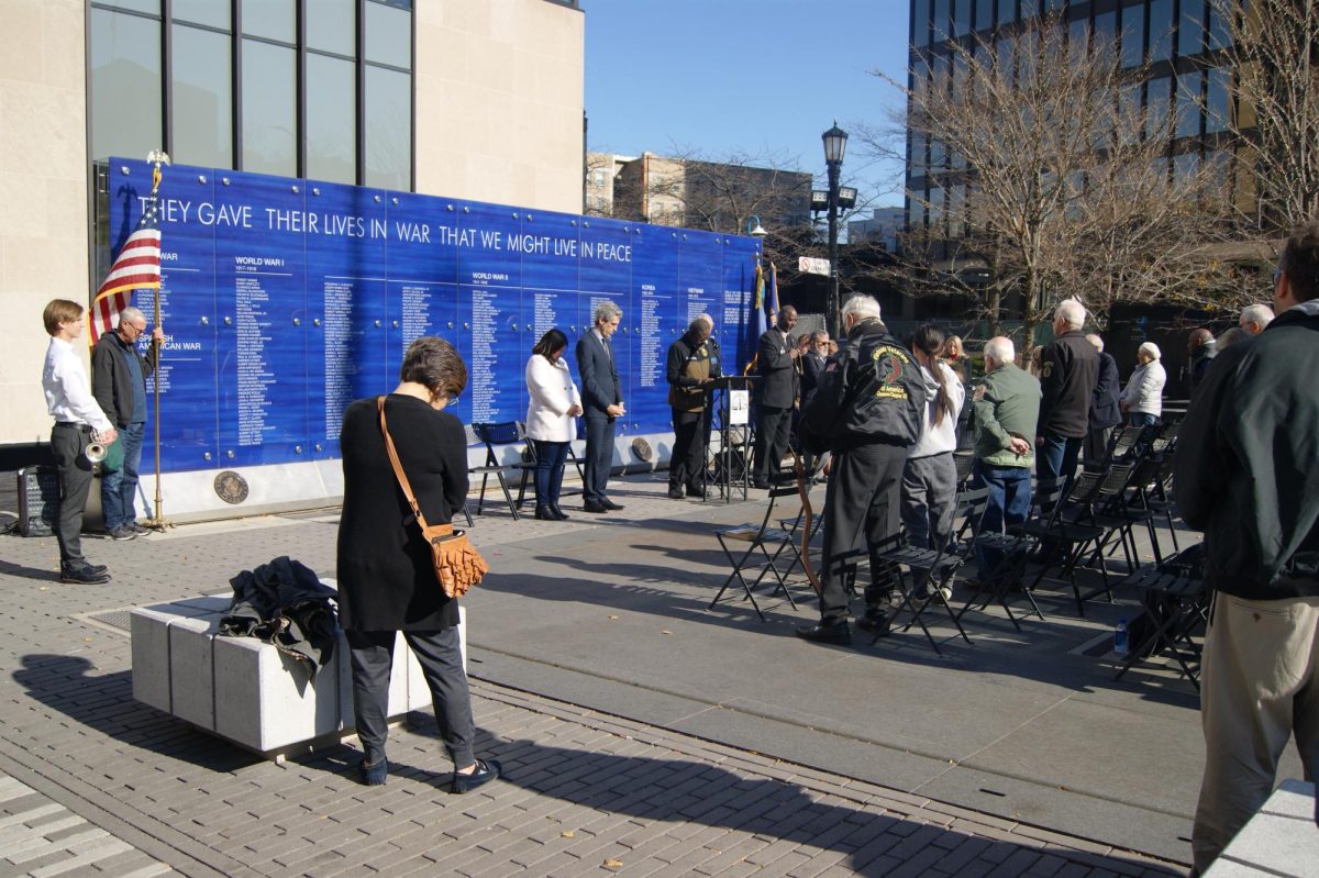 Attendees gathered for a moment of silence.