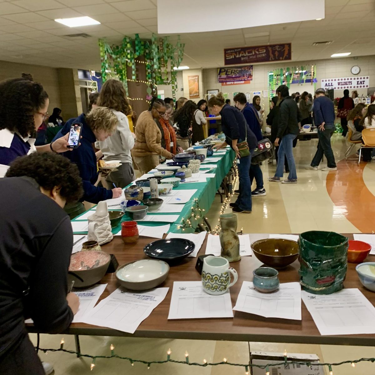 Ceramics donated by Evanston artists and ETHS students went up for silent auction. (Courtesy of Community Service Club)