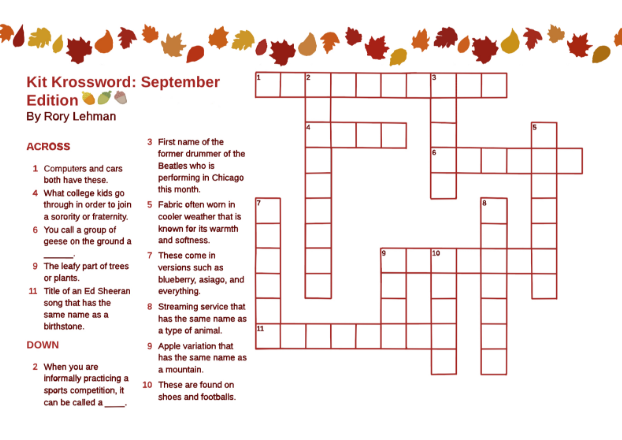 September Monthly Crossword