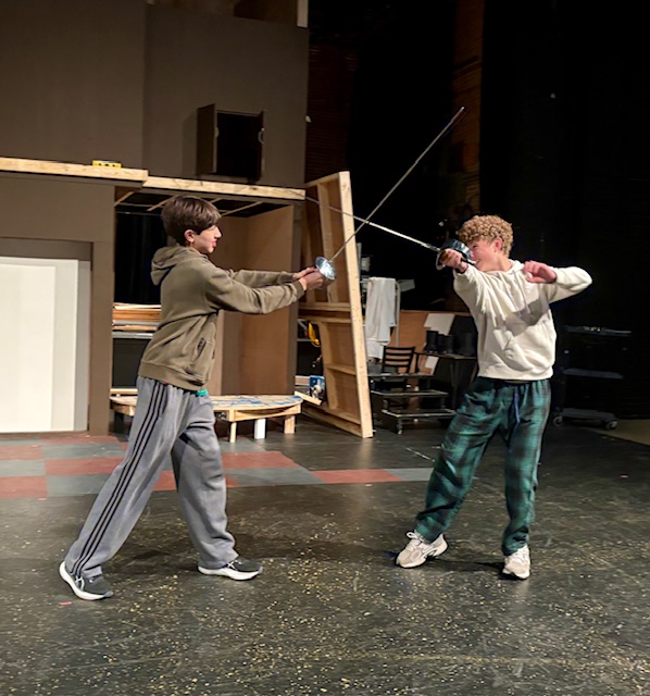 Joaquin Perez and Marc Lister practice their fight choreography